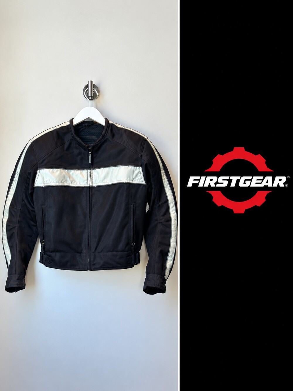Firstgear Motorcycle Riding Jacket Size S Black Mesh Reflective Armoured Biker